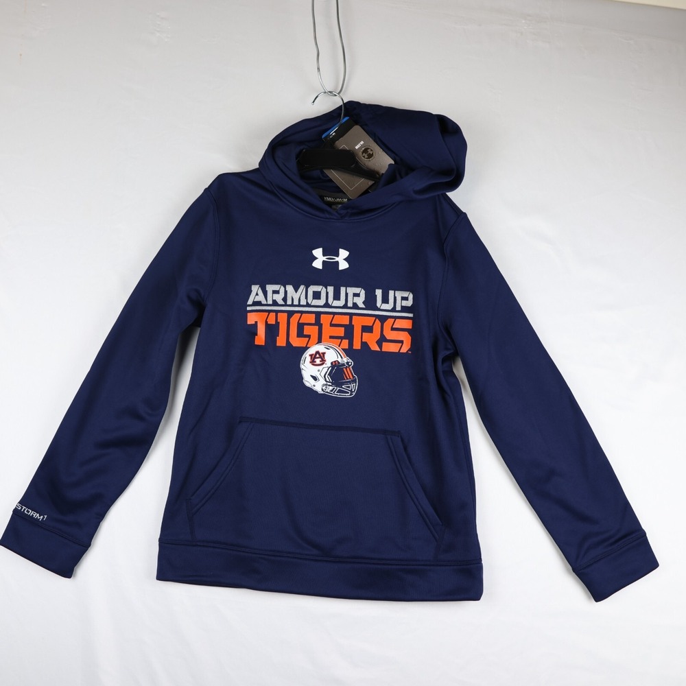 Under Armour Hoodie Swearshirt Youth M Auburn Tigers Football ColdGear Storm1